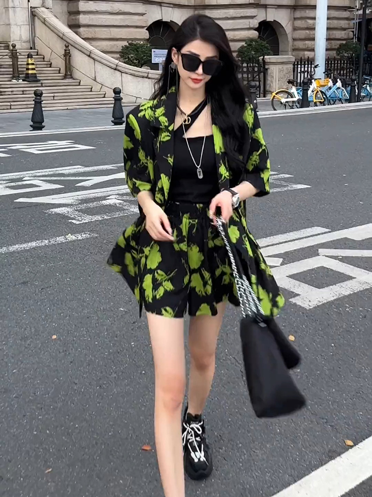 Street Fashion Online - Modisches Print-Anzug-Set für Damen, Frühling-Sommer, dünn,