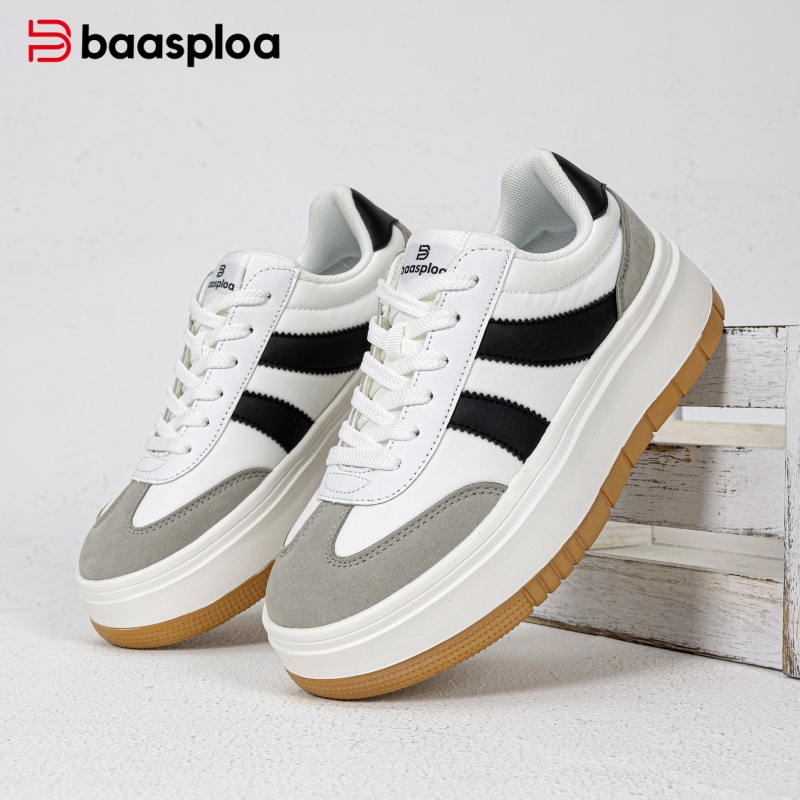 Street Fashion Walking - Baasploa Damen-Plateau-Sneaker mit klobiger, dicker Sohle,