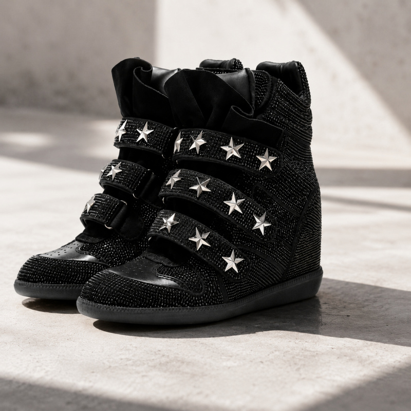 Street Fashion Walking - Damen-Stiefeletten mit Strass, modische Schnürstiefel mit