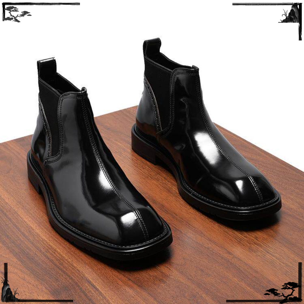 Street Fashion Online - Echte Lederstiefel für Herren, Modische Quadratische
