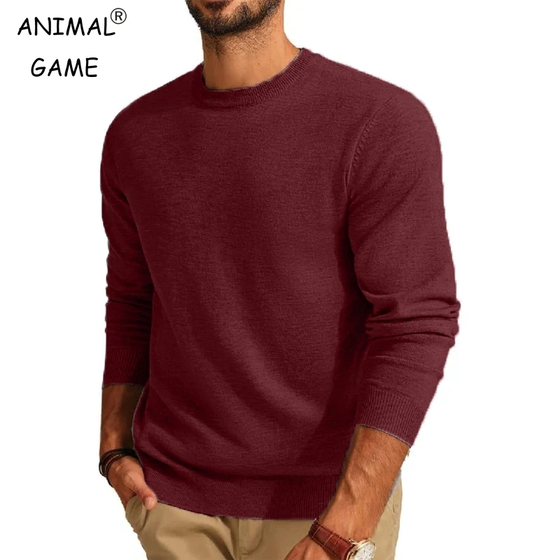 Street Fashion Game - Herren Langarmpullover Rundhalsausschnitt Basic Leichte Strickpullover